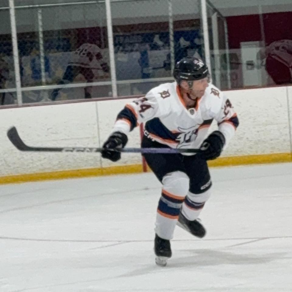 Jay in mid-action on ice